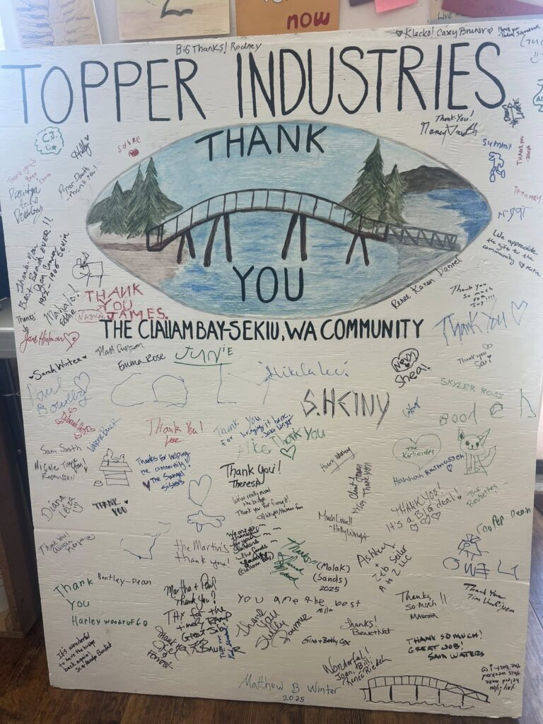 thank you sign to Topper Industries