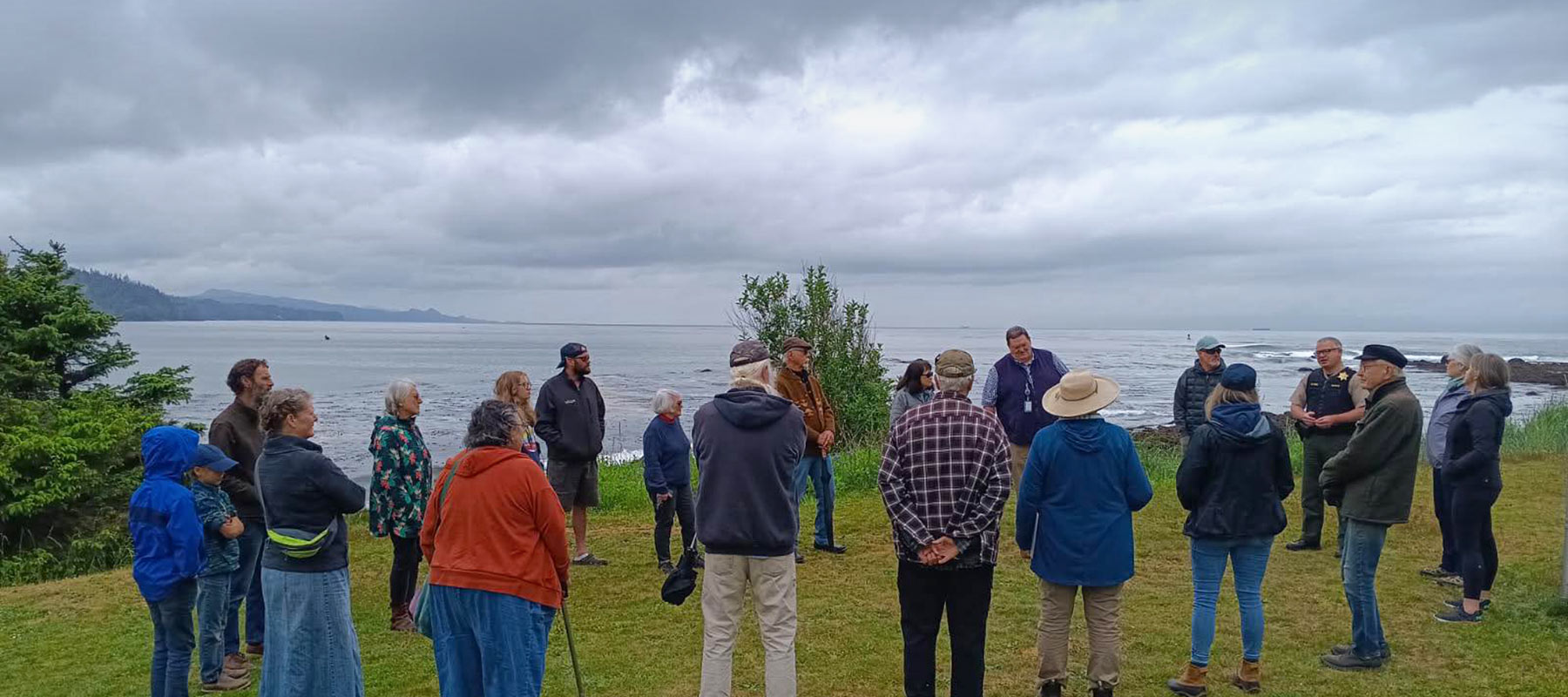 Group at Slip Point Lighthouse greenspace